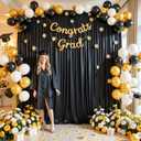 Black Satin Backdrop Curtains 2 Panels - Glitter Photo Drapes for Baby Shower, 10x10FT Shimmer Back Drop Cloth, Wrinkle Free for Birthday Party Prom Wedding Photoshoot Background