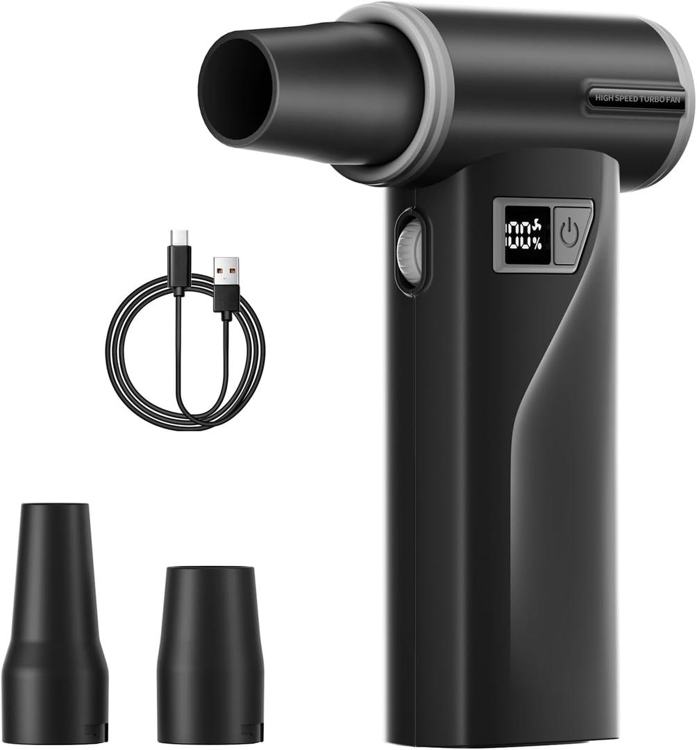 WINGDA Electric Air Duster Rechargeable,110,000 RPM Compressed Air Duster with 100-Speed,Cordless Air Duster for Cleaning PC, Keyboard,Car,Computer Duster Kit,Air Gun Blower for Home & Outdoor Use