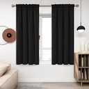 Deconovo Blackout Curtains, Thermal Insulated Rod Pocket Window Drapes, Noise Reducing, Oeko-TEX Certified, Room Darkening Curtains for Bedroom/Living Room, 2 Panels, Black, 42W x 63L