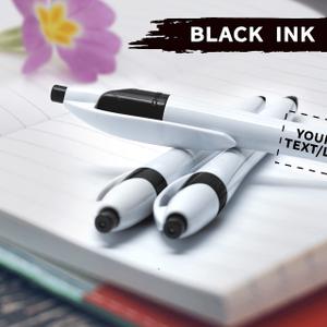 Custom Slim Curvy Ballpoint Pens Set, Personalized Bulk Pack - Black Ink, Retractable, Great for Office, School, Tradeshows - Black