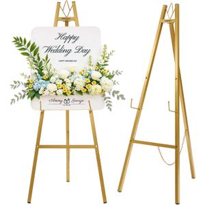 MEEDEN Gold Easel Stand for Sign: Assembly-Free Heavy Duty Display Easel, 9.5"L × 17.7"W × 47.2"H
