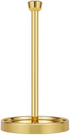 Ivilon Countertop Paper Towel Holder - Modern Tapered End Cap Design - Color Gold Polished