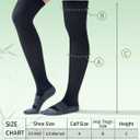 Bamboo Viscose Thigh High Compression Socks for Women Men 15-20 mmHg - Over Knee Compression Stockings with Grip Top, S/M