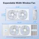 shinic 3-Speeds Window Fan with 180°+90° Rotatable Fans, Manual Reversible, Vertical Window Fan with Rigid & Accordion Expanders, Width Adjustable (21.65" to 33.27"), Ideal for Home, Kitchen, Bedroom, Medium