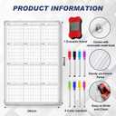 Lincia 36" x 24" Magnetic Vertical Yearly 12 Month Dry Erase Calendar for Wall 2026 Undated Dry Erase Wall Calendar Planner Aluminum Frame Whiteboard for Home Office Projects Fridge