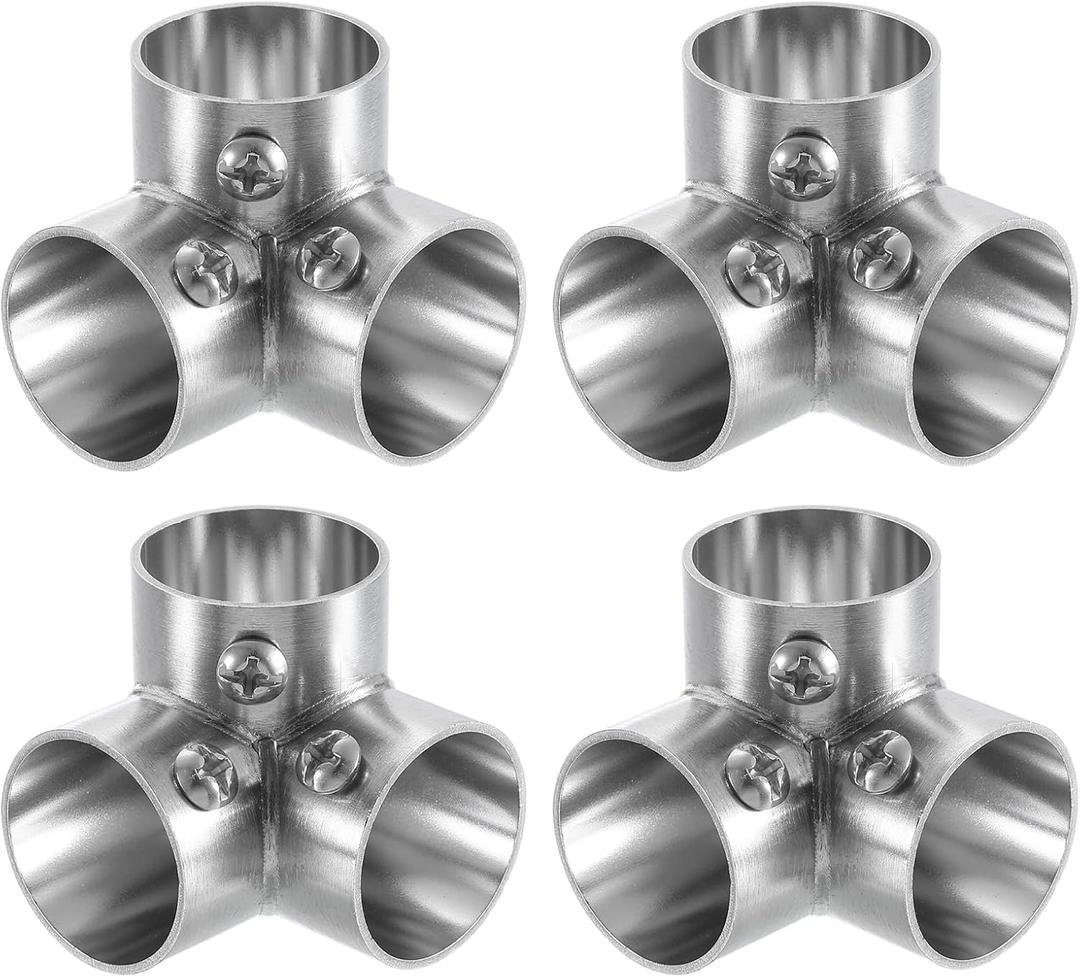 uxcell 4Pcs 90 Degree 3-Way Elbow Pipe Fitting Connector, Fit 1 Inch(25mm) OD Pipe Stainless Steel Structural Pipe Connector Chain Link Fence Clamp uxcell 4Pcs 90 Degree 3-Way Elbow Pipe Fitting Connector, Fit 1 Inch(25mm) OD Pipe Stainless Steel Structural Pipe Connector Chain Link Fence Clamp