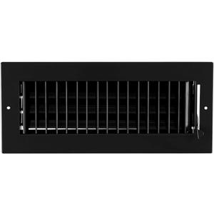 12"w X 4"h Adjustable AIR Supply Diffuser - HVAC Vent Cover Sidewall or Ceiling - Grille Register - High Airflow - Black [Outer Dimensions: 13.75"w X 5.75"h]