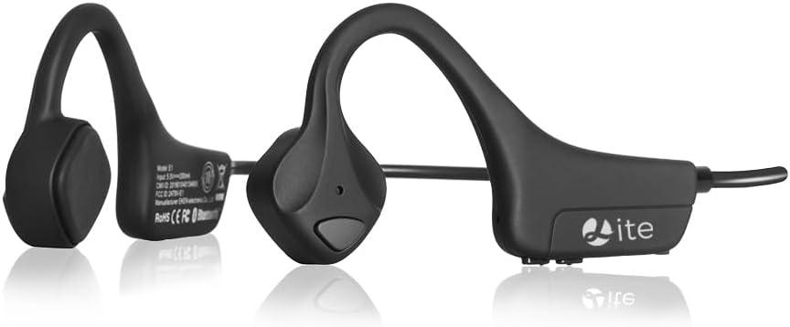 Bone Conduction Headphones Bluetooth, Wireless Open-Ear Headset with Microphones,Titanium Lightweight Sweat Resistant, Answer Phone Call Sports Earphones for Running Hiking Bicycling (Black)