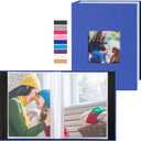 Ywlake Photo Album 4x6 100 Pockets 2 Packs, Small Mini Capacity Linen Photo Album Bulk Sets, Each Pack Holds 100 Top Loader Vertical Only Picture for Kids Boy Girls Blue