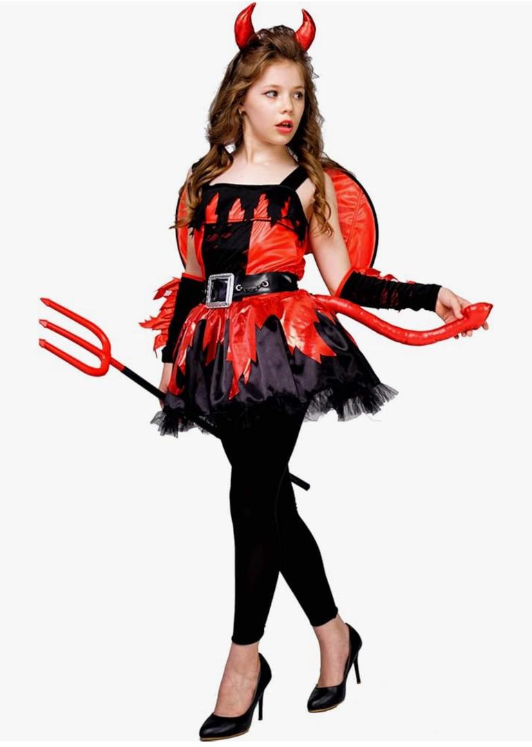 PGOND Red Devil Dress Halloween Costume for Girls