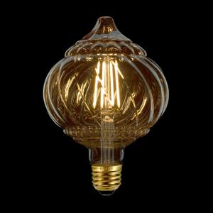 G40 LED Edison Bulb, Pumpkin Shape, Amber Hand-Blown Hard Glass, 4W 110-130V, E26, 2500K Warm Yellow Light, 400LM, Non-Dimmable, Indoor Decor Lighting (TwistCone)