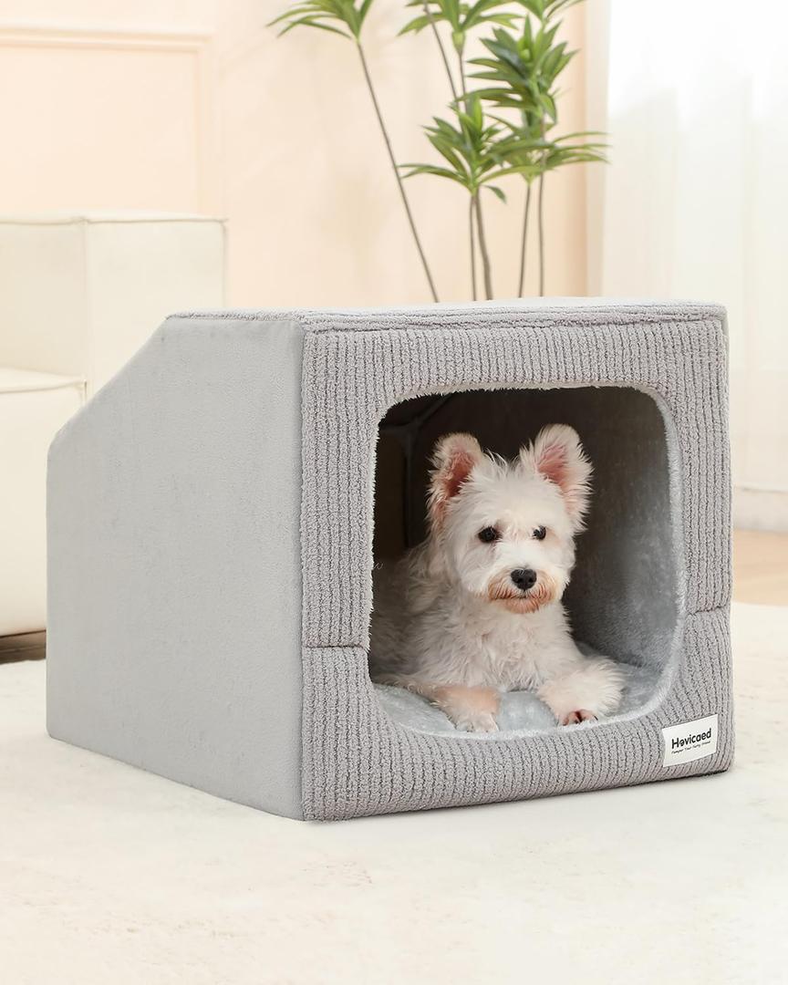 Hovicaed Indoor Dog House for Medium Sized Dogs - Washable Removable Cushion and Cover Small Dog Bed,Inside Dog House Large Space Strong Support,Waterproof and Nonskid Bottom(L)