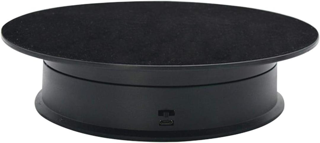 Motorized Rotating Display Stand 360 Degree Automatic Revolving Platform Electric Rotating Turntable Display Stand Rotating Display Turntable for Photography Products and Show/Black base + black suede