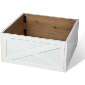 Glitzhome 22 inch Wooden Christmas Tree Collar Farmhouse Modern Stand Cover Skirt Base Box for 7.5/9 FT Artificial Xmas Holiday Decoration, Washed White