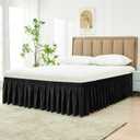 Biscaynebay Wrap Around Bed Skirts for Queen Beds Short Drop of 12", Black Adjustable Elastic Dust Ruffles Easy Fit Wrinkle Resistant Silky Luxurious Fabric Machine Washable