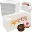 Fit Meal Prep 48 Pack 9 x 4 x 3.5 Inches White Bakery Boxes with Window, Auto-Popup Cardboard Gift Packaging and Baking Containers, Cupcake, Cookie and Loaf Bread Boxes