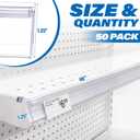 50 Pack Shelf Label Strips with Talker Grippers,Clear Back