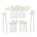 Pearl Hair Combs and Hair Pins for Bridal Women, Decorative Hair Accessories for Wedding Prom, Set of 5 (Silver)