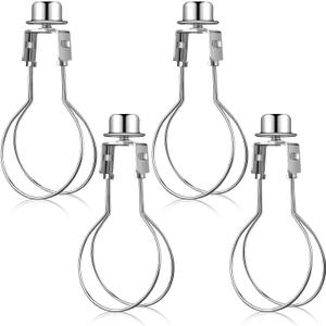 Honoson 4 Pcs Bulb Lamp Shade Light Bulb Clip Adapter Includes Finial and Lampshade Levellers for Replacement (Silver)