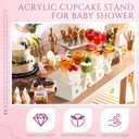 BABY Acrylic Cupcake Stand 6.3 x 15.7 in Baby Shower Cupcake Stand Clear Dessert Display Holder Tower for Gender Reveal Birthday Party Decorations Supplies Table Centerpiece