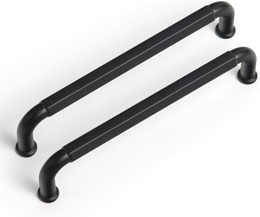 Goo-Ki 6 Pack 5 Inch 128mm Hole Center Cabinet Pulls Matte Black Zinc Alloy Kitchen Drawer Pulls Drawer Handles 5.5 Inch Length 2201-B-128