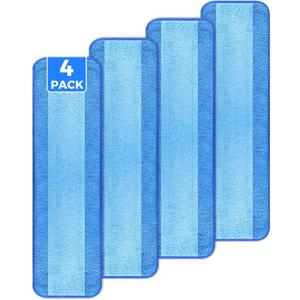 wlich 4-Pack Microfiber Cleaning Pads, 18-Inch Microfiber Mop Pads Compatible with Bona Mop, Washable and Reusable Mop Pad Refills for Hardwood Tile Laminate Floors