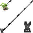 Weed Puller Tool with Long Handle – 2-in-1 Handle Garden Hoe and Weed Rake, Hoe Garden Tool for Home Gardens, Lawns, and Yards