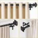 KAMANINA 1 Inch Double Curtain Rod 72 to 144 Inches (6-12 Feet) Telescoping Black Curtain Rods for Windows 69 to 140 Inches, Heavy Duty Drapery Rods with Square Finials