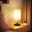 aooshine Small Table Lamp for Bedroom - Bedside Lamps for Nightstand, Minimalist Night Stand Light Lamp with Square Fabric Shade, Desk Reading Lamp for Kids Room Living Room Office Dorm