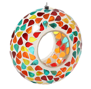 Sunnydaze 6Inch Glass Mosaic Hanging Bird Feeder for Outdoors Fly Through Wild Bird Feeder Confetti Mosaic