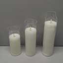 AKU TONPA Pack of 3 Flameless Candles Battery Operated Real Wax Glass Flickering LED Candle Sets with Remote Control Cycling 24 Hours Timer (3" x 8" 10" 12")