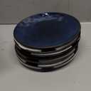 vicrays Ceramic Dessert Salad Plates, 8 Inch, Set of 6, Round, Microwave, Oven, and Dishwasher Safe, Scratch Resistant, Porcelain Fluted Suitable for Snacks, Appetizer, Home, Restaurant (Blue)