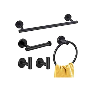 7 Pcs Matte Black Bathroom Har s Steel Bathroom Towel Rack Set