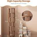 Muwuele 6 Tier Rotating Bookshelf Tower, Solid Wood Bookshelf on Wheels, Circular Book Shelf Rotating, Revolving Bookcase for Small Spaces, Corner Book Case, Spinning Book Shelf for Bedroom, Walnut
