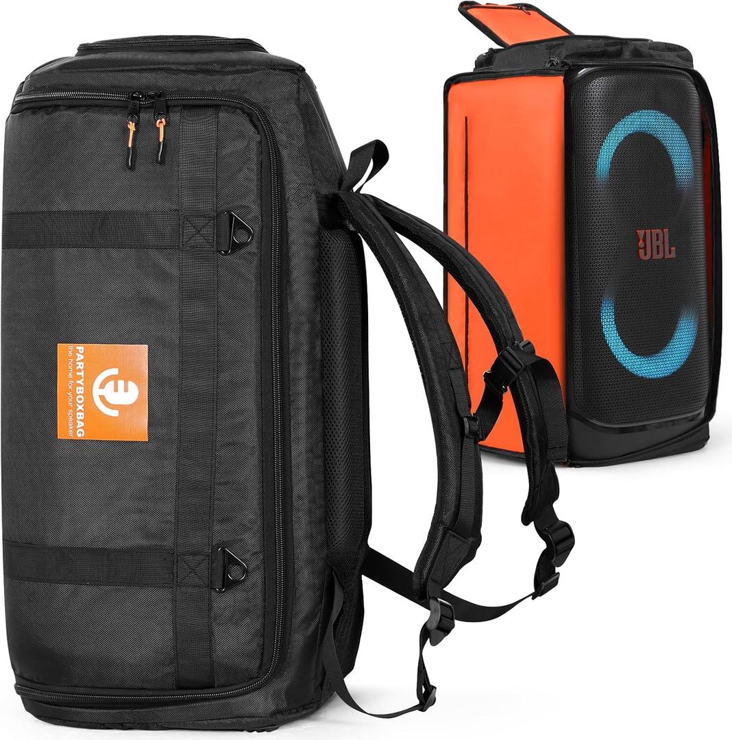 Speaker Bag Travel Case Replacement for JBL Party Box Series, Portable Speaker Carry Tote Bag Backpack for JBL Partybox 320 Black