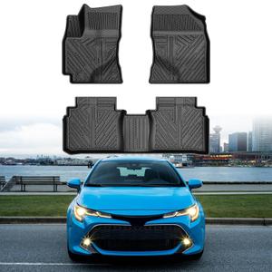 Mixsuper Corolla Floor mats-Floor mat for Toyota Corolla 2014-2019(NO FIT Corolla im & Hatchback),All Weather TPE Rubber Floor Liners Protection for Corolla Accessories,2 Row Anti-Slip Car Mats, Black
