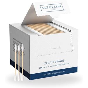 Clean Skin Club Clean Swabs | 500CT | One Pointed Tip | Biodegradable + Organic Cotton & Bamboo | Makeup & Nail Polish Touch-ups | Chlorine-Free & Hypoallergenic (500 Count)