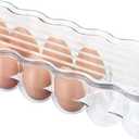mDesign Stackable Plastic Covered Egg Tray Holder, Storage Container and Organizer for Refrigerator - Dozen-Section Carrier Bin with Lid and Handle - Holds 12 Eggs - Clear