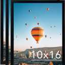 10x16 Black Picture Frame Set of 3, Horizontal and Vertical Formats for Wall Hanging, 10 x 16 Wall Gallery Poster Photo Frames with Shatter Resistant Plexiglass, 3 Pack, Black