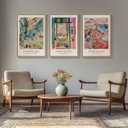 Large Framed Matisse Wall Art for Living room, 3 Piece Colorful Abstract Canvas Artwork for Walls, Retro Vintage Big Matisse Famous Landscape Paintings Prints Pictures for Hallway Home Office 24x36
