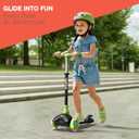 Black & Green Mini 3 Wheel Scooter for Kids Lean-to-Steer with LED Light-Up Wheels, Adjustable Handlebar, Wide Anti-Slip Deck, Smooth PU Wheels, Rear Foot Brake Toddler Scooter for Ages 2+