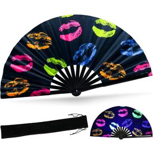 SYNTECSO Hand Fans for Women Foldable, Boots on The Ground Fan, Rave Fan for Drag Queen, Women and MenFans for Line Dancing, Parties, Music Festivals, EDM and Decoration