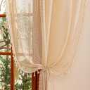 Sutuo Home Beige Boho Lace Curtains 96 inches Long for Living Room Dining Room,Sheer Window Curtains Farmhouse Privacy Crochet Vintage Tassels Rustic Victorian Style Rod Pocket Decor, 2 Panels 50" W