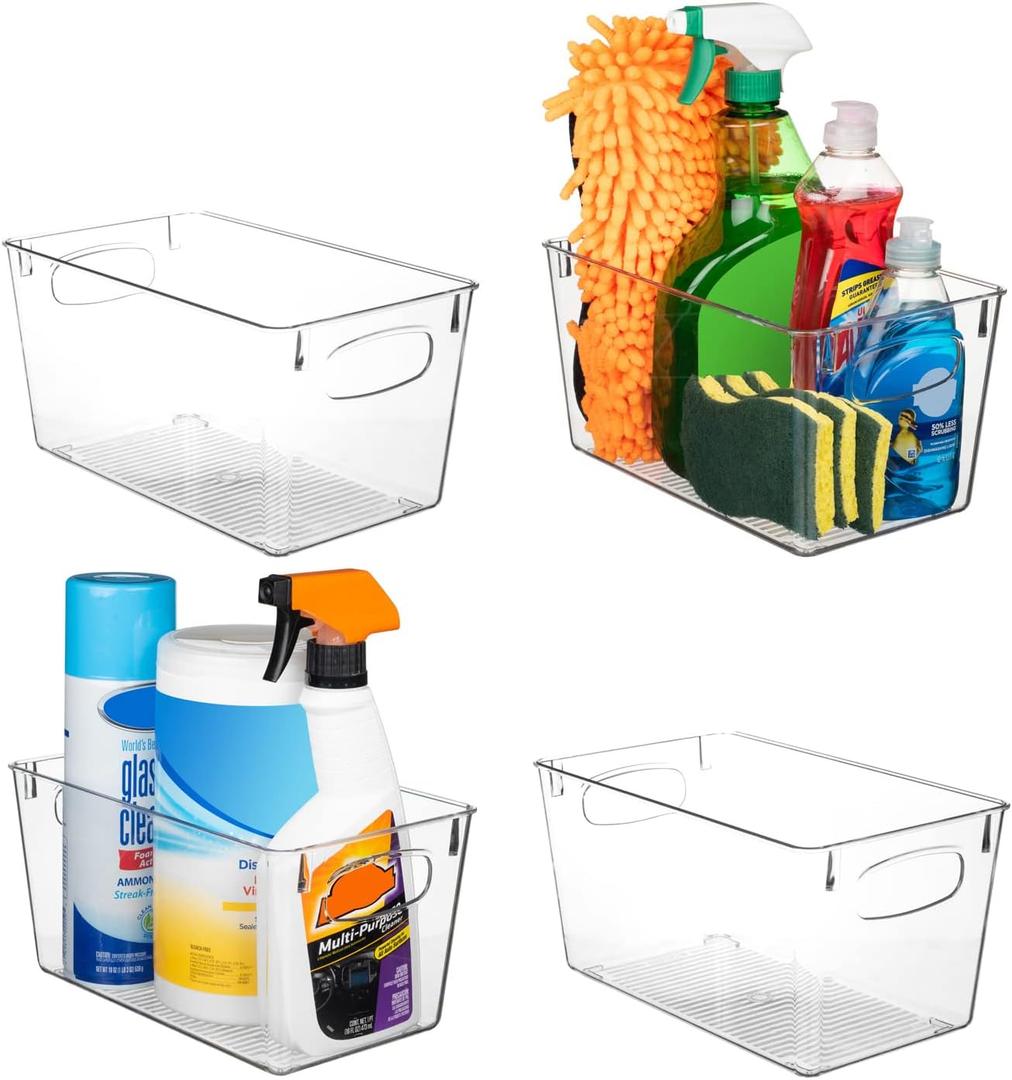 ClearSpace Clear Plastic Storage Bins  Perfect Kitchen Organization and Storage or Pantry Storage  Fridge Organizer, Pantry Organization and Clear Storage Bins, Cabinet Organizers (4 Pack)