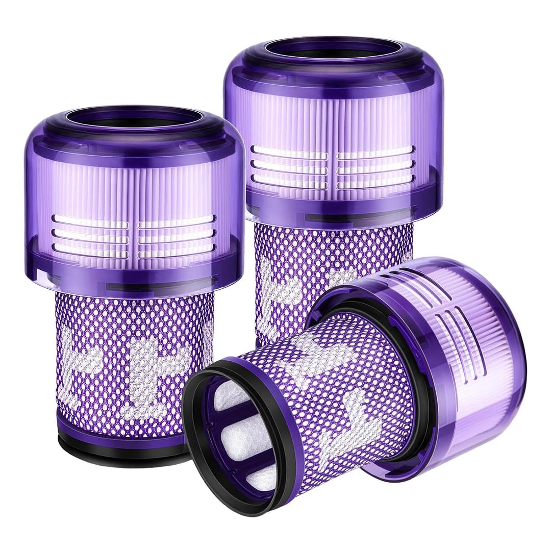 3-Pack V12 Vacuum Filter Replacement Compatible for Dyson V12 Detect Slim, Animal, Slim+ & Absolute Part No. 971517-01, Compatible with Dyson SV34, SV35 Models