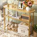 Narrow Console Table Bamboo 39.4", Modern Entryway Table for Hallway Oval Top, Sofa Console Table with Anti-Fall Edge, TV Stand for Living Room, Indoor Outdoor Plant Stand, 5min Easy Assembly, 39.4"L x 11.8"W x 29.7"H
