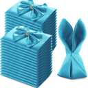 MILVOWOC 72 Pack Square Teal Satin Napkins 20 x 20 Inch Soft Silk Dinner Napkins Smooth Decorative Table Napkins, Washable & Reusable Cloth Napkins for Weddings Dinner Restaurant Party Decoration