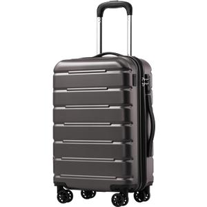 Coolife Luggage Suitcase Carry-on Spinner TSA Lock USB Port Expandable (only 28) Lightweight Hardside Luggage (Gray, S(20in_carry on))