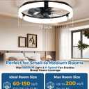 PACOVY Ceiling Fans with Lights and Remote 20 Inch, 3200LM LED & 6-Speed Fan, Low Profile Ceiling Fan Light Fandelier Dimmable 3000K6500K, Quiet Copper Motor, Bedroom Small Flush Mount Ceiling Fan