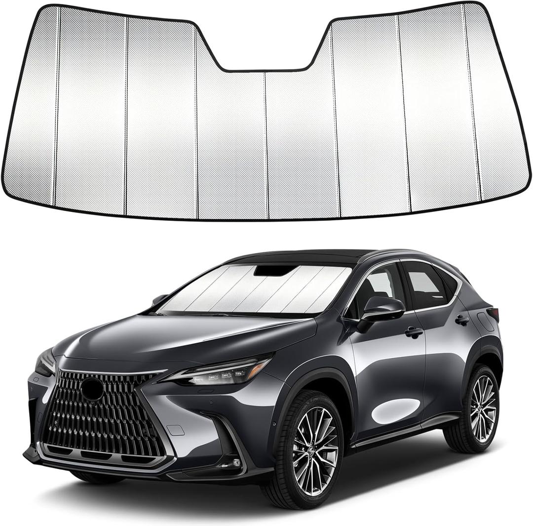 Windshield Sun Shade Custom Fit for L-EXUS NX NX250 NX350 NX350h NX450h+ 2022-2026, Accordion Folding Thick Window Sunshade Block Heat 99% UV Rays Sun Visor Keep Cooler Car Accessories